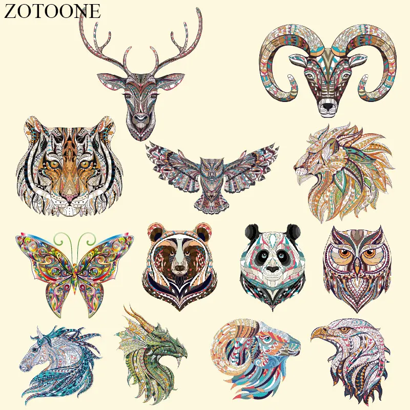 

ZOTOONE Tiger Animals Patches For Clothing Iron On Transfers T-shirt Applique Embroidery Badge Stickers On Clothes Dresses D