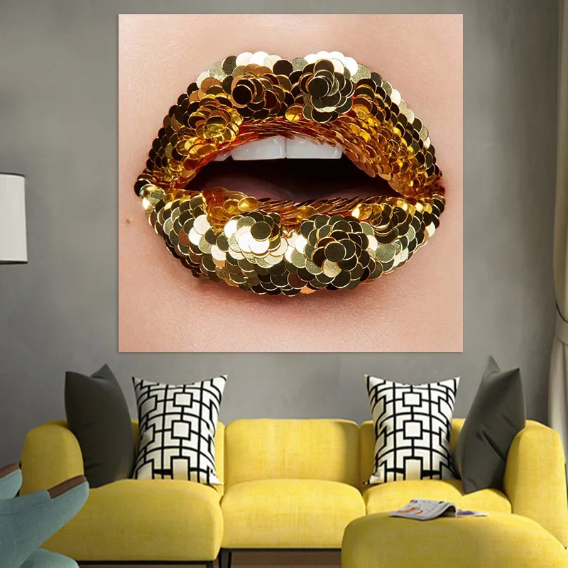 

Drop Shipping Canvas HD Painting Blink Mouth Pictures Beauty Makeup Posters And Prints Canvas Abstract Art Wall Home Decor