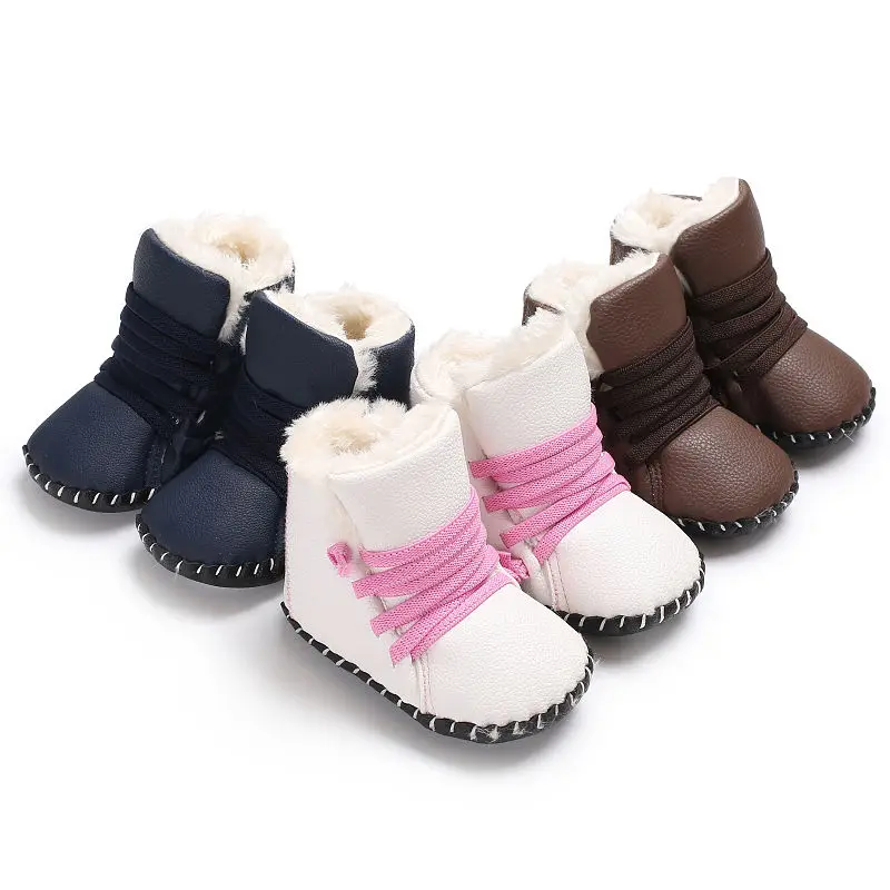 Warm Boots Kids Newborn Infant Toddler Winter PU Leather Girls Boys