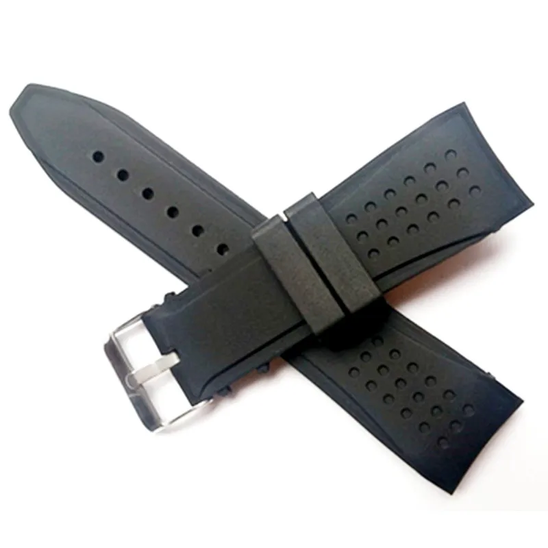 

24mm rad Black silicone watch with rubber strap watch parts watch band Buckle + Tools