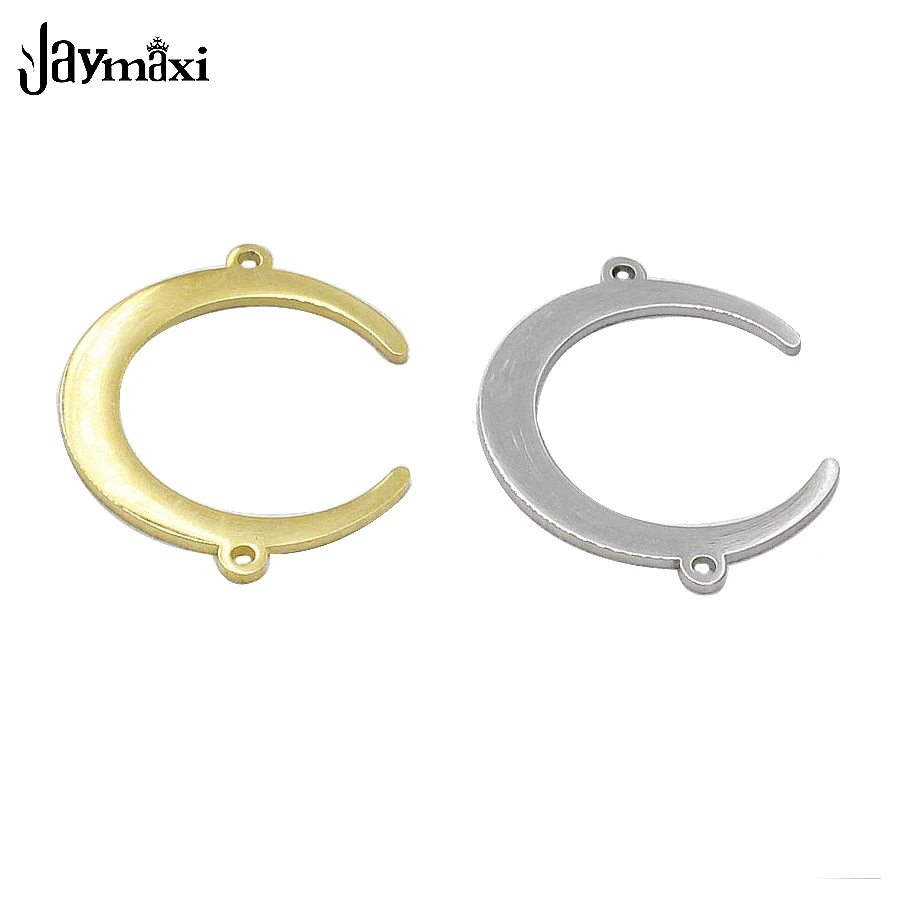 

Jaymaxi Stainless Steel Moon Pendants Mirror Polished DIY Findings Suspension Two Loop Charms Connector 25.3*29.9mm 10piece/lot