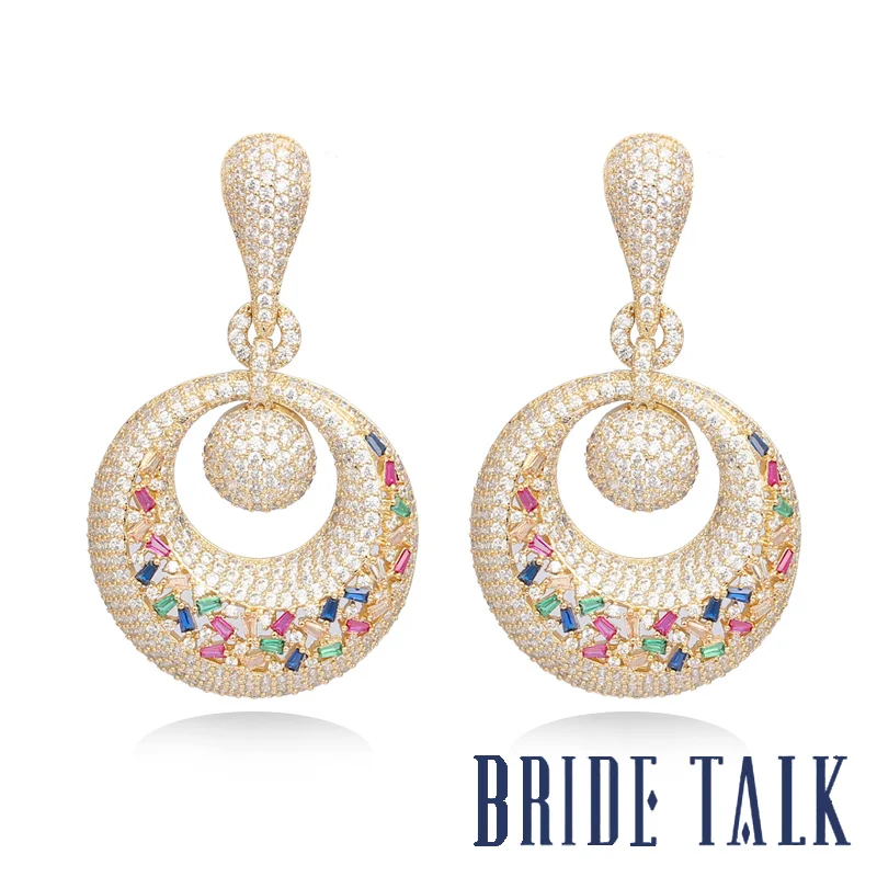 

BRIDE TALK Luxury Brand New Design best-selling Drop Earrings Jewelry Free Shipping Shiny Cubic Zirconia Suitable Hot for women