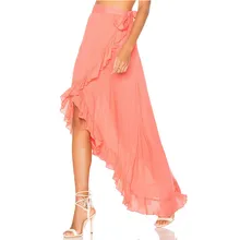 Горячая женская шифоновая хиппи Высокая талия обтягивающая юбка макси Плиссированное пляжное летнее, длинное, макси-юбка