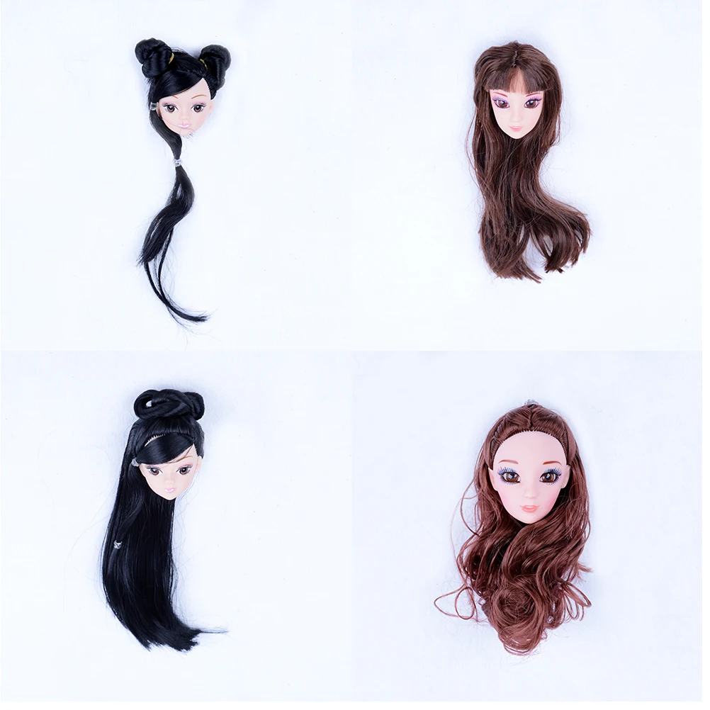 1 шт. Высокое качество детская игрушка голова куклы с черными коричневыми волосами DIY аксессуары для куклы для 1/6 BJD Кукольный дом аксессуары