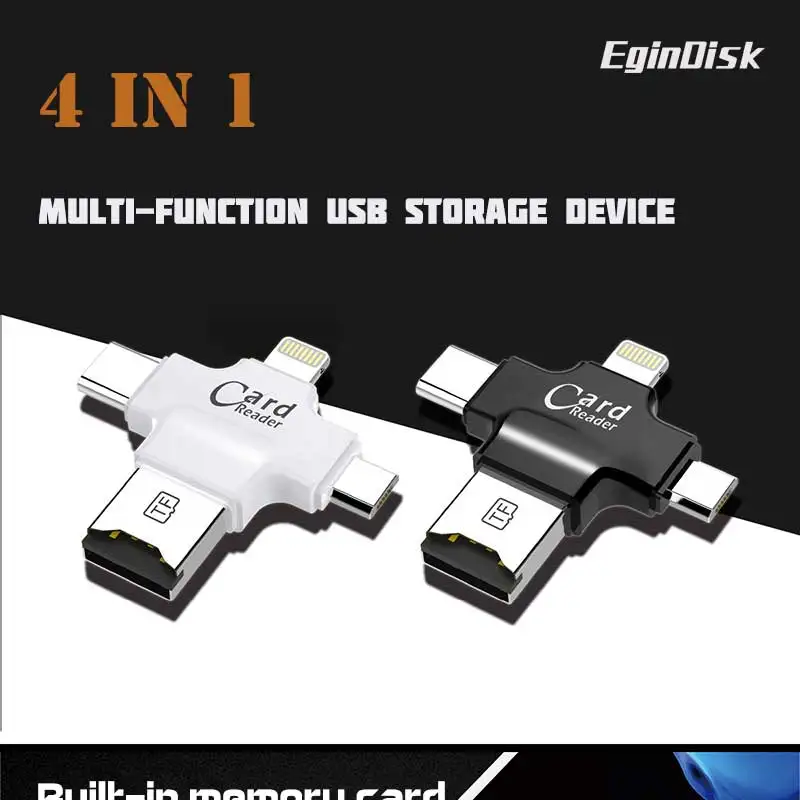 Usb флэш-накопитель для iPhone/Android Phone внешний накопитель 4 интерфейса Lightning/OTG/TYPE-C/USB многофункциональная флешка