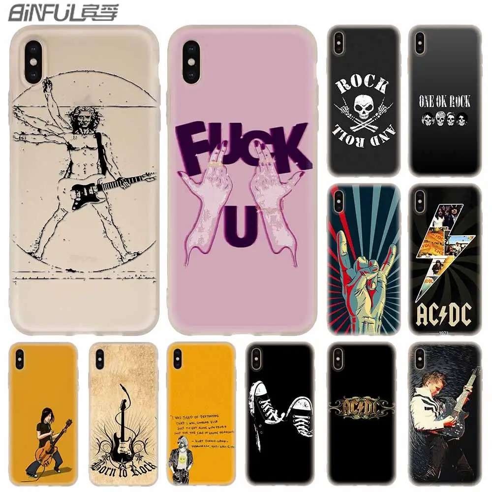 

Cases Silicone soft Cover for iPhone 11 Pro X XS Max XR 6 6S 7 8 Plus 5 4S SE Rock 'n roll