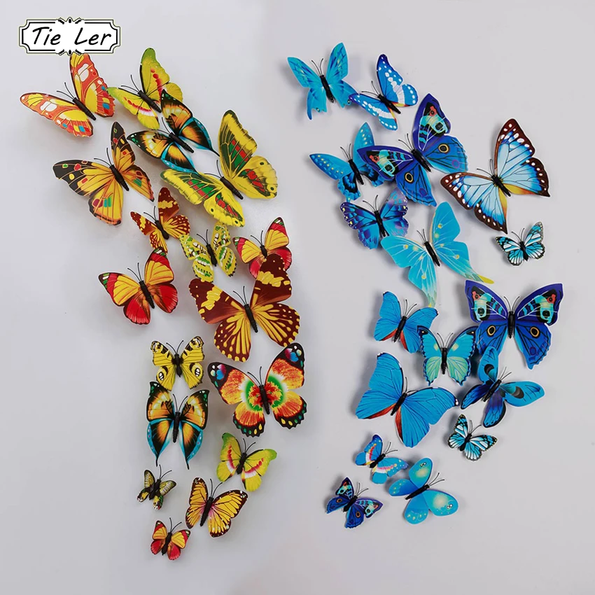 

12PCS 3D PVC Wall Stickers Art Decals Home Decorations Butterfly Magnet Wallpaper for Living Room Wall Decoration