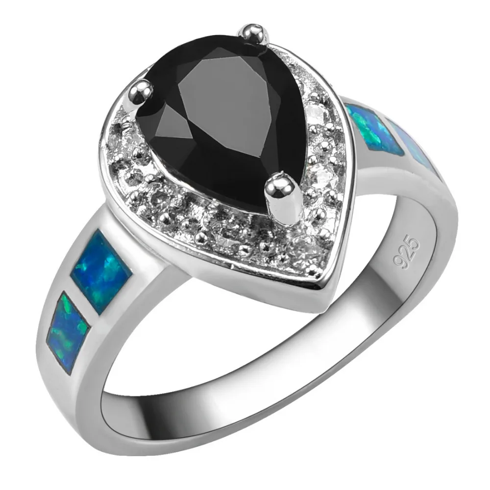 Black onyx With Blue Fire Opal 925 Sterling Silver Ring Beautiful Jewelry For Woman Size 6 7 8 9 10 R1453 | Украшения и