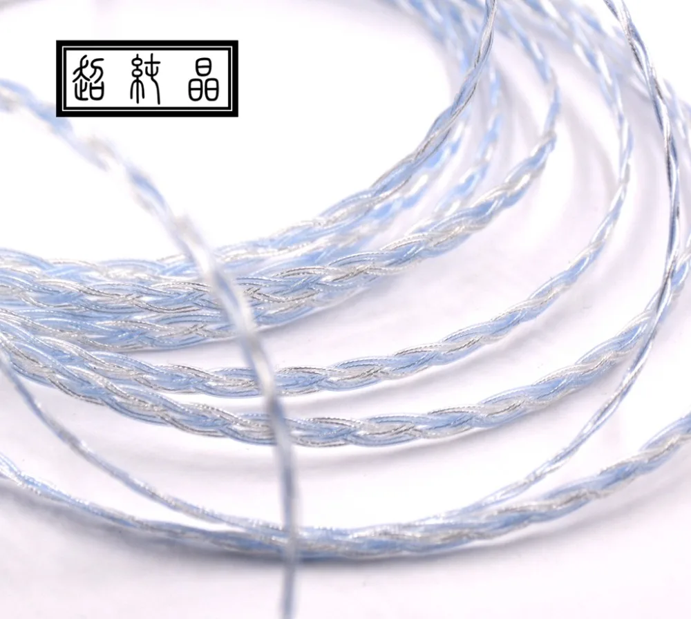 silver plated woven 8 strand flat headphone wire 1 2m pcs without plug and pin 