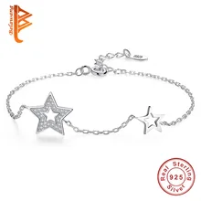 BELAWANG, 925 пробы, серебряный браслет, регулируемая цепочка, CZ Кристалл, звезда, очаровательный браслет для женщин, роскошные серебряные ювелирные изделия