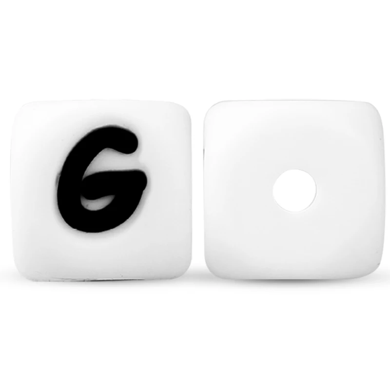 G 10 шт., 12 мм, силиконовые бусины с буквами, английские бусины Alphabe, Пищевая силиконовая жевательная игрушка, сделай сам, детские игрушки для прорезывания зубов, соска-подвеска - Цвет: G