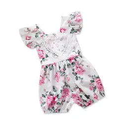 Одежда для новорожденных девочек Комбинезон в цветочек с открытой спиной комбинезон для маленьких девочек Sunsuit одежда для детей