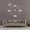 Fish With Bubble DIY Giant Wall Clock Mirror Effect Wall Art Home Decor Aquarium Decoration Frameless Big Needle Clock Watch 1