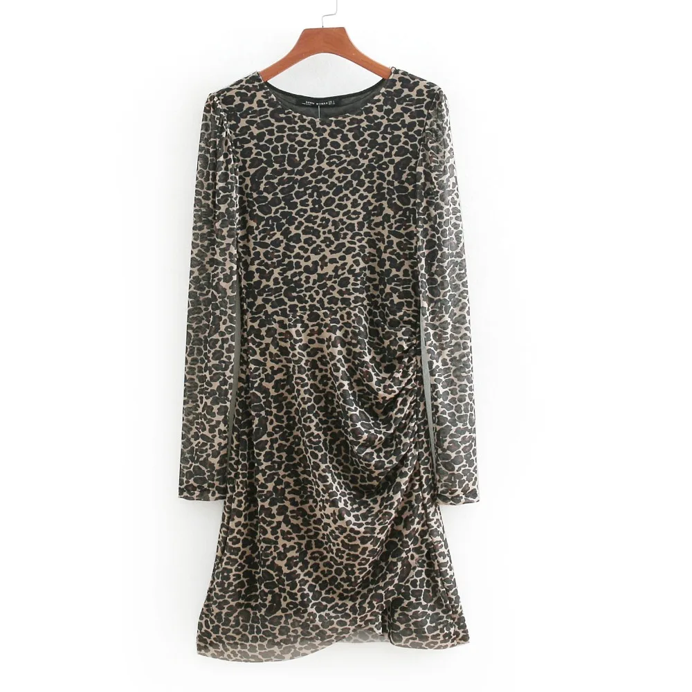 

H.SA Women Spring Dress 2019 Long Sleeve Sexy Leopard Slim Bandage Vestidos Elegant Animal Snake Skin Party Dress Boho Casual