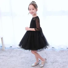 Платье принцессы для девочек; Черная детская одежда; вечерние костюмы с единорогом для дня рождения; Новинка года; элегантное платье для девочек-подростков