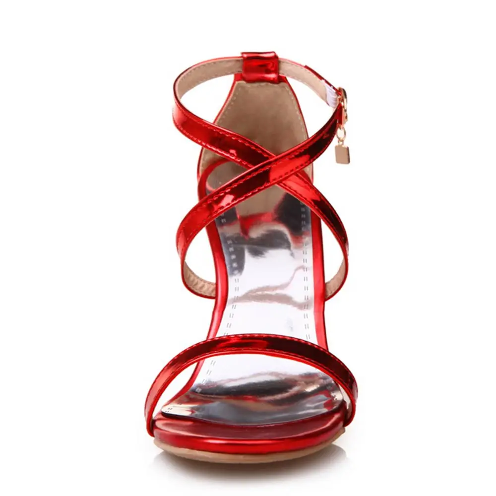 Sgesvier женские сандалии обувь на тонком высоком каблуке летние модные, пикантные Сандалии-гладиаторы с открытым носком; туфли с красной обувь для вечеринки, свадебные туфли OX319