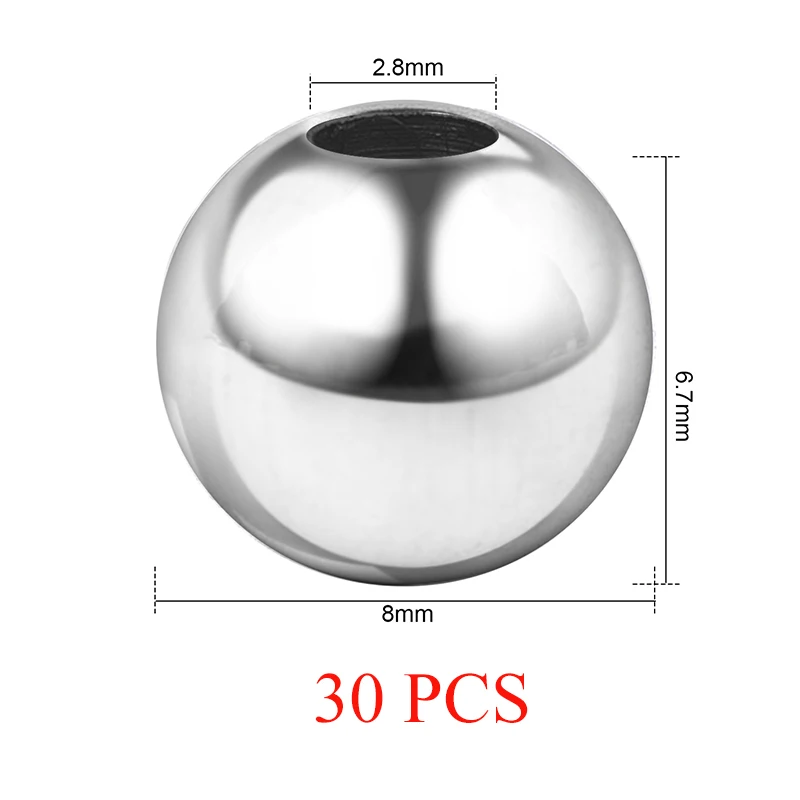 6 мм 8 мм 10 мм Нержавеющая сталь аксессуары бусы круглые бусины для изготовления ювелирных изделий Цепочки и ожерелья браслета самодельные результаты защелки 10 Вт, 30 Вт, 50 шт - Цвет: 30pcs