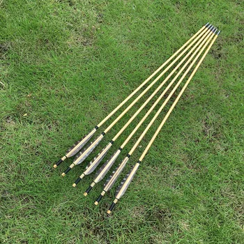 

6/12pcs Lenght 28-34inch Handmade Wooden Arrow With True Eagle Feather For Hunting Shooting Bow Archery