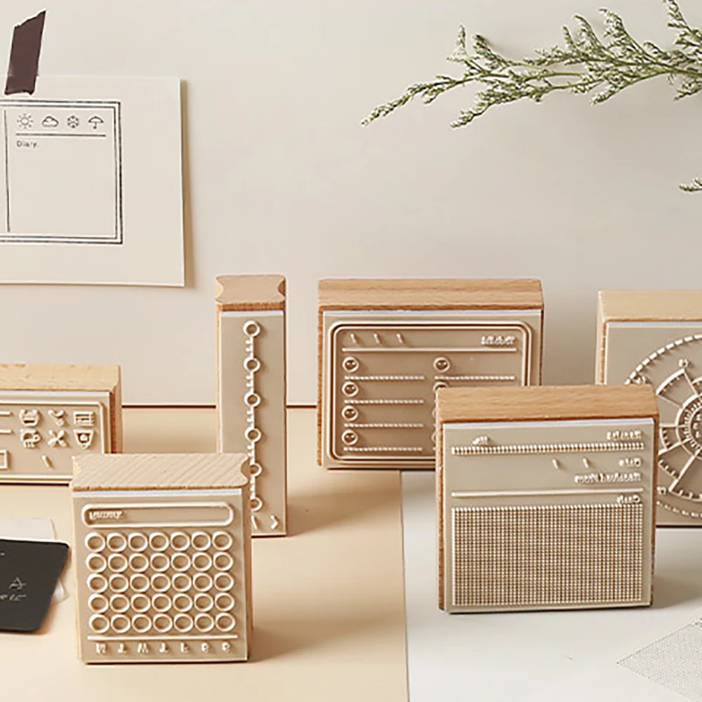 

Lychee Life Vintage Wooden Stamp Functional Series Stamps DIY Album Cards Scrapbooking Crafts Decoration