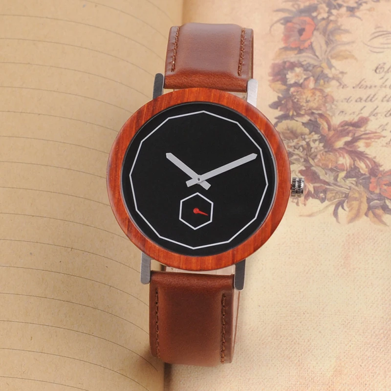 BOBO BIRD Mens Watches Unique Handmade Wood Quartz Wristwatches Male Metal back cover Leather strap in Gift wood Box Custom logo