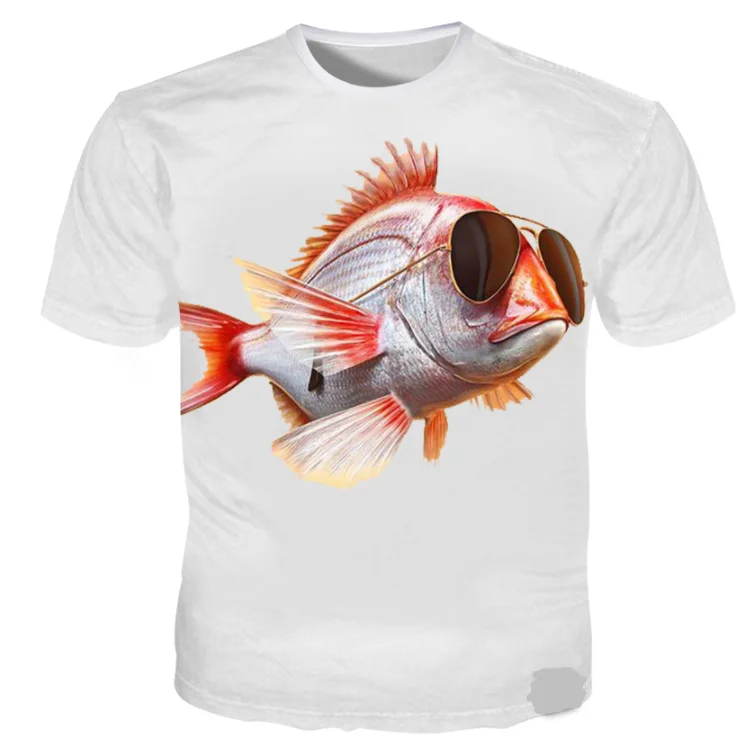 

2019 Summer Men T Shirts Glasses Fish 3d print Funny T Shirt Men Casual Cool Tees Plus Size 4XL 3d T shirt Streetwear