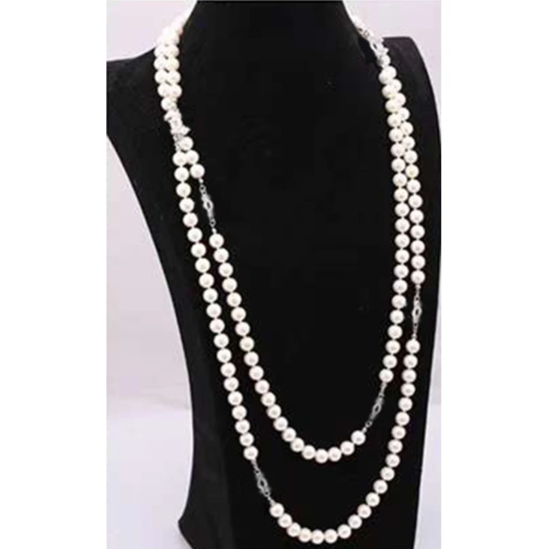 

Long Simulated Pearl Necklace For Women Double Layer pendant long necklace Party Necklace