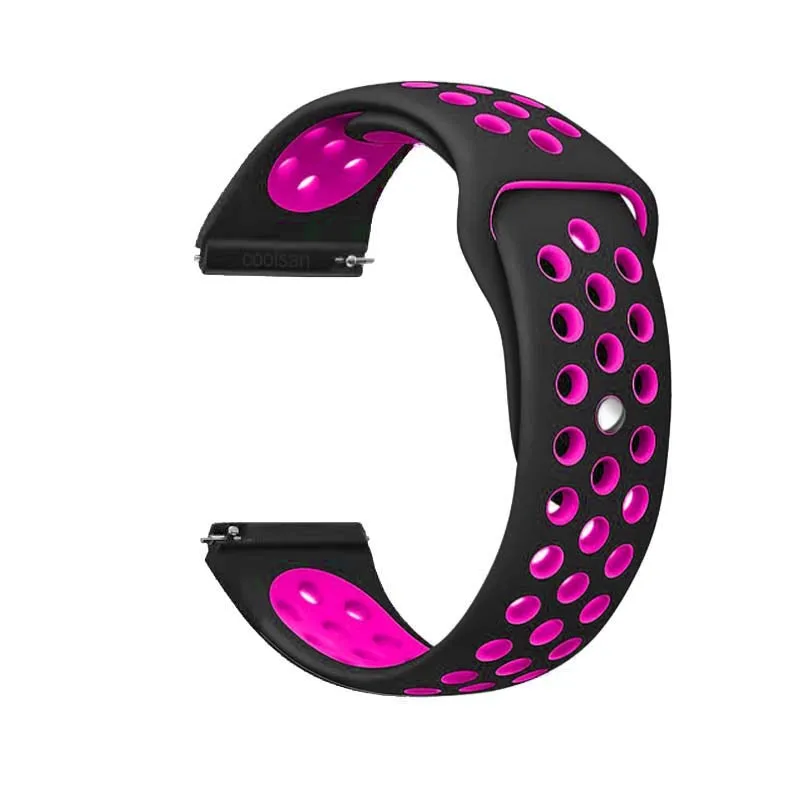 20 мм/22 мм силиконовый ремешок для samsung Шестерни спортивные S2 S3 классический Frontier ремешок для наручных часов Xiaomi huami amazfit темп Bip BIT Lite huawei часы 2 - Цвет ремешка: 15 Black pink