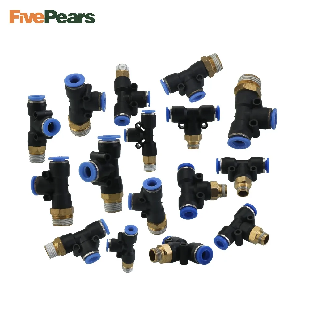 5 Pcs/Lot Pneumatic T Union Connector Pneumatic Components Fittings