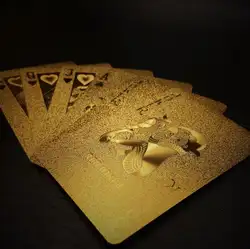 24 К золото игральные карты для покера игры toysDeck золото фольга покер набор пластик Волшебная карта водостойкие Карты Magic игрушечные лошадки