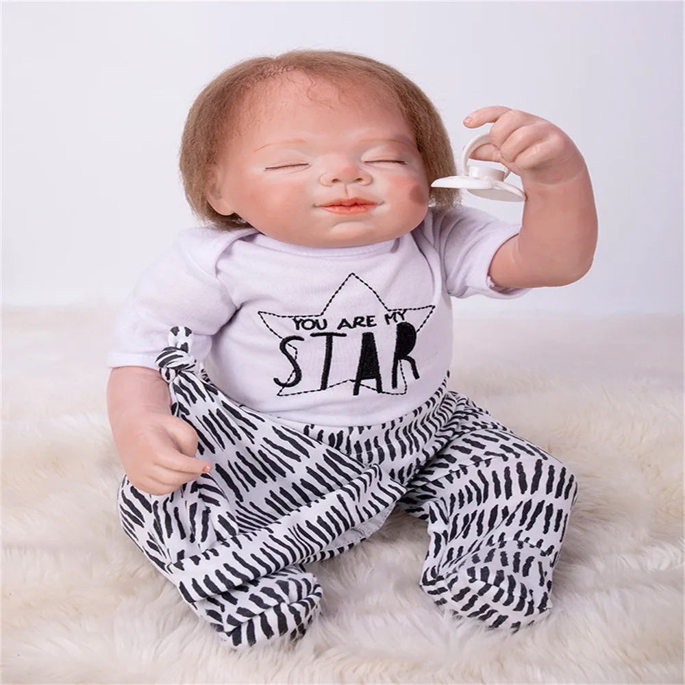 SanyDoll 22 дюйма 55 см силиконовые куклы для новорожденных милый костюм Спящая кукла