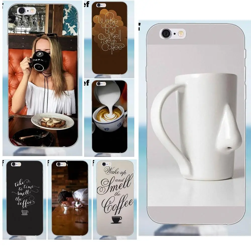 Suef TPU Cases Covers Wake Up And Smell The Coffee For iPhone X 4 4S 5 5S 5C SE 6 6S 7 8 Plus Galaxy J1 J3 J5 J7 A3 A5 2016 2017