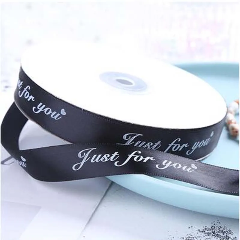 25MM 15M Black Just For You Printed Polyester Ribbon for Wedding