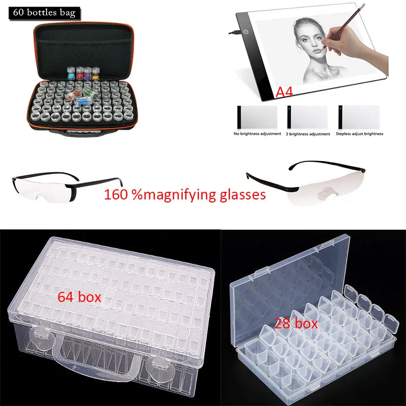 

64/ 60/28 Diamond Storage Box New Diamond Embroidery Stone Bottles BOX Diamond Painting Tool Drill Storage Handbag Zipper Design