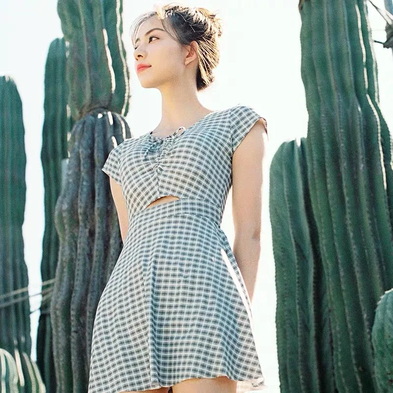 

2019 New Women Plaid Two Pieces Tankinis Bikinis Sets Swimwear Bathing Suit Summer Swimsuit Swimming Dress Beachwear Biquinis