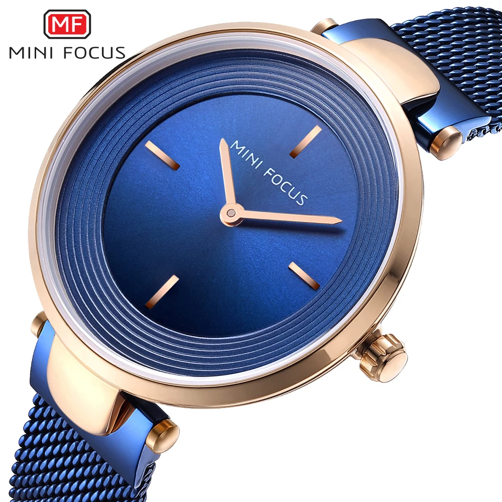 MINI FOCUS Brand Women Watches Luxury Blue Quartz Ladies Watch Women Diamond Bracelet Wrist Watch Female Clock Relogio Feminino