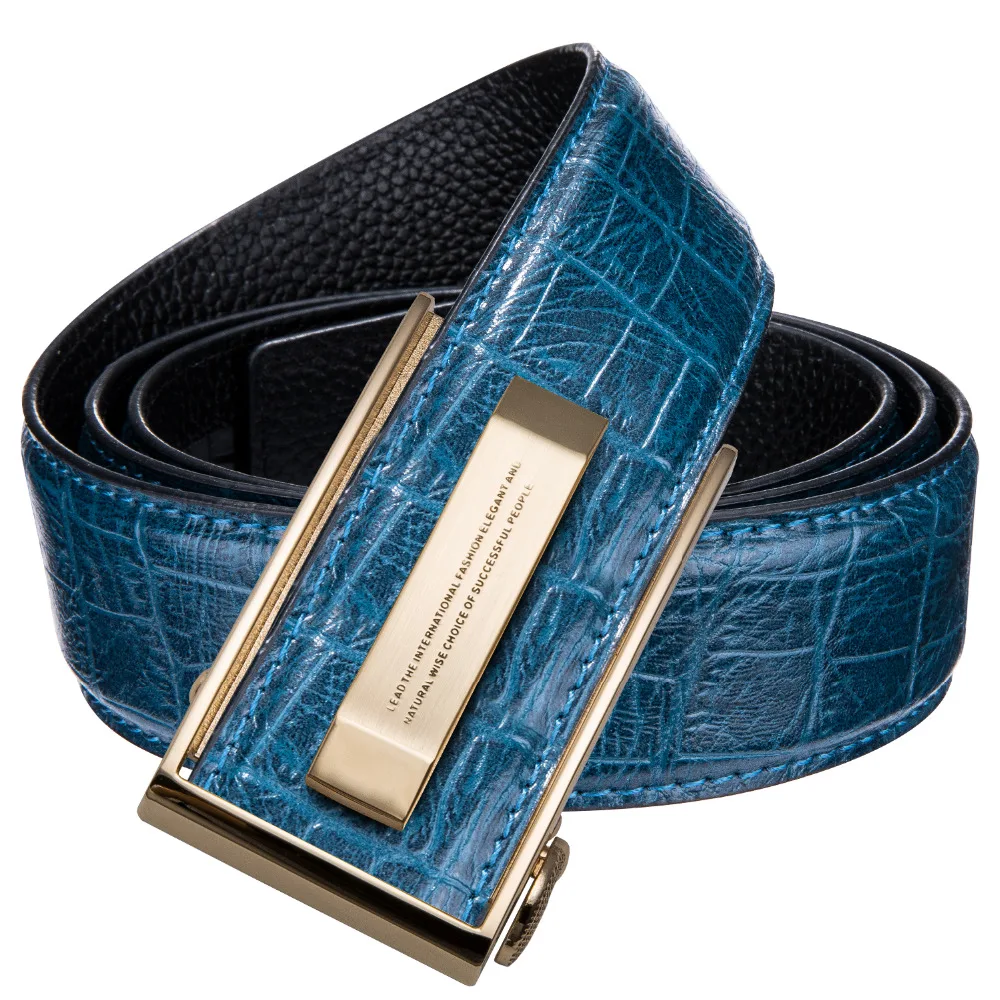 

Leather Belt For Men 100% Real Cowskin Men's Belt Blue Strap High Quality Automatic Buckle Male Belt For Business DK-2036