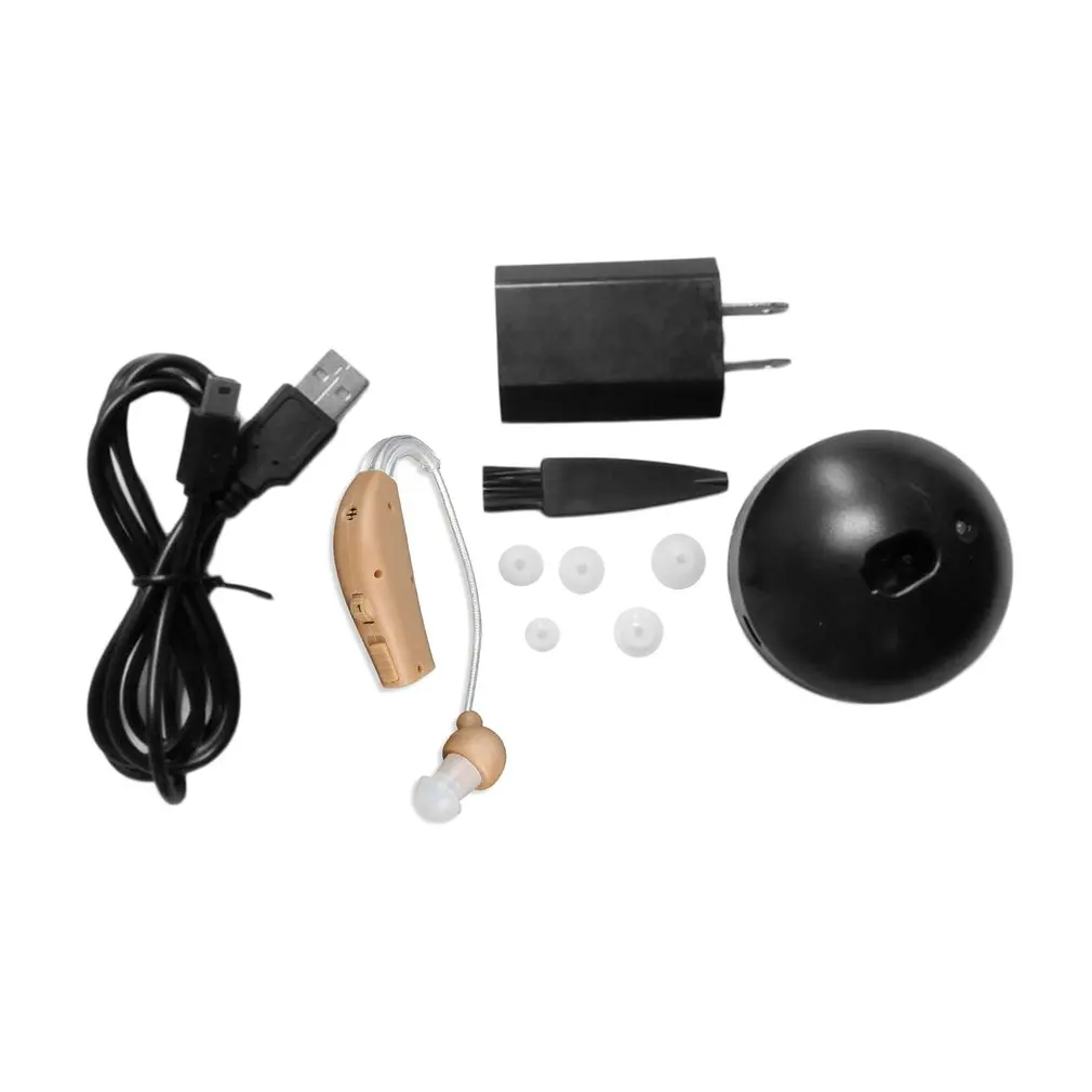 Rechargeable Plastic Hearing Aids Sound Voice Amplifier Behind The Ear US Plug JZ-1088F For The Elderly Hearing Aid EU/US Plug
