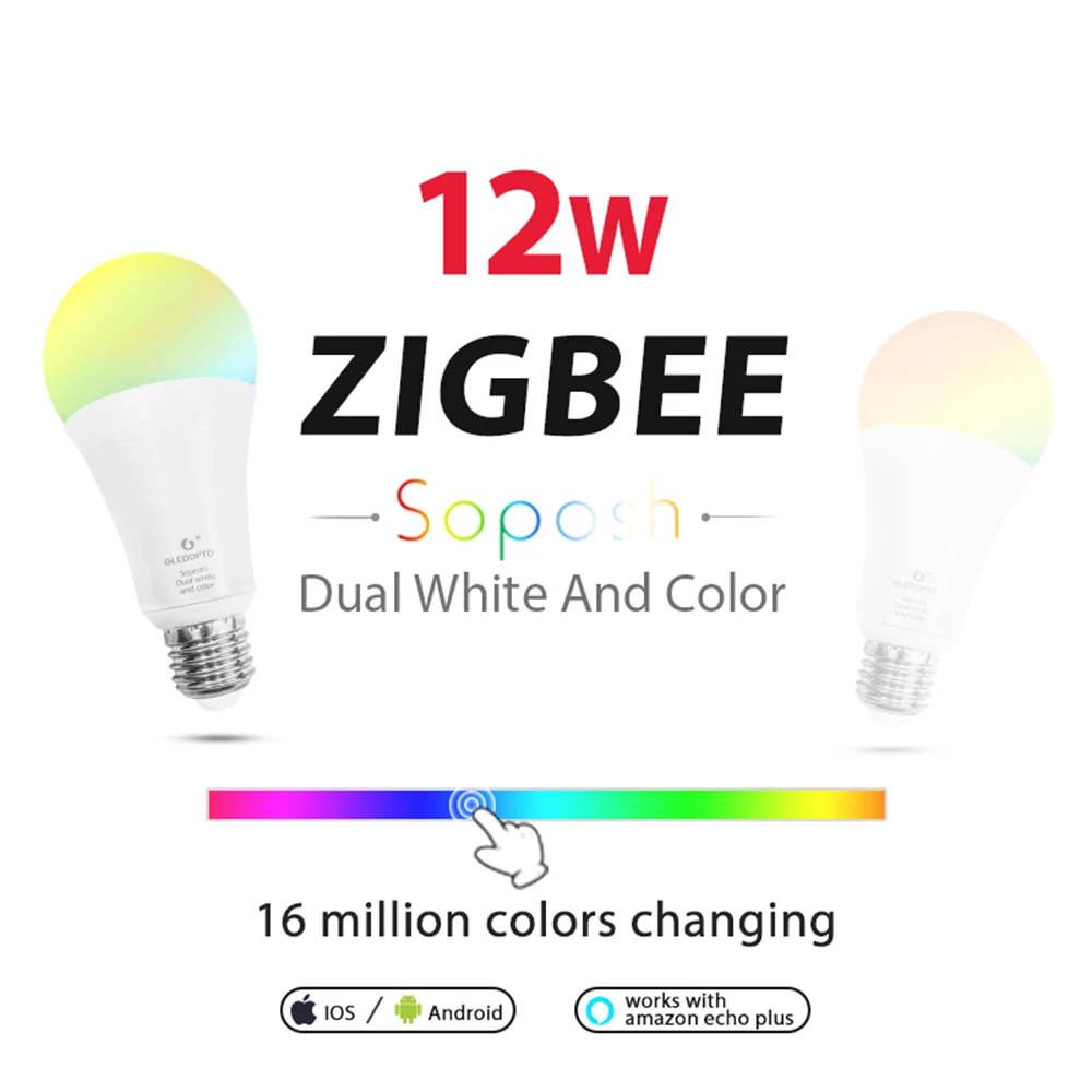 LED ZIGBEE hub E27 12W dual white dimmer bulb RGB RGB+CCT E26 LED bulb AC100-240V dimmable lamp RGBW RGBWW work with Alexa plus