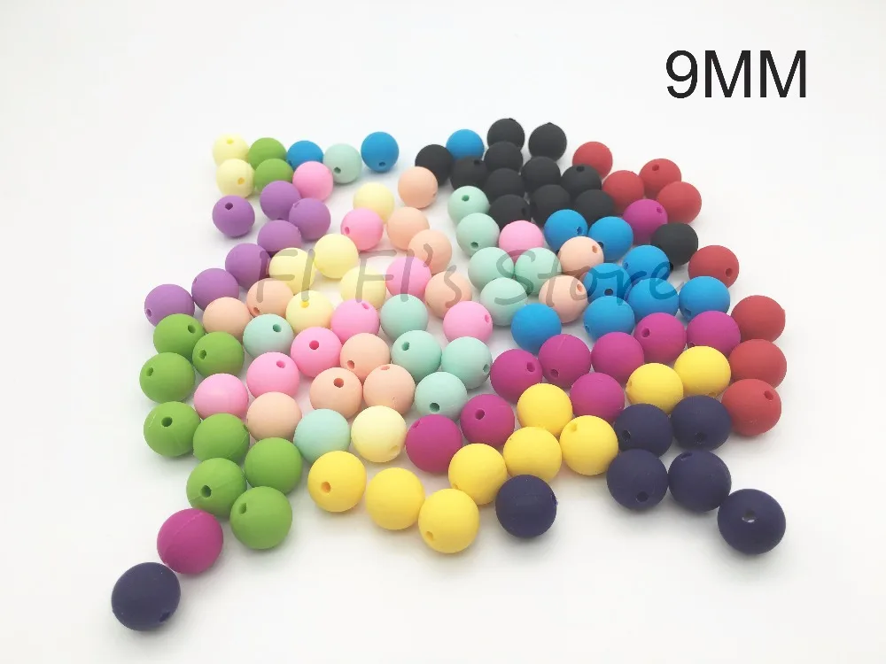 20pcs Baby Silicone Teething Round Beads DIY Necklace Nursing Teether BPA Free