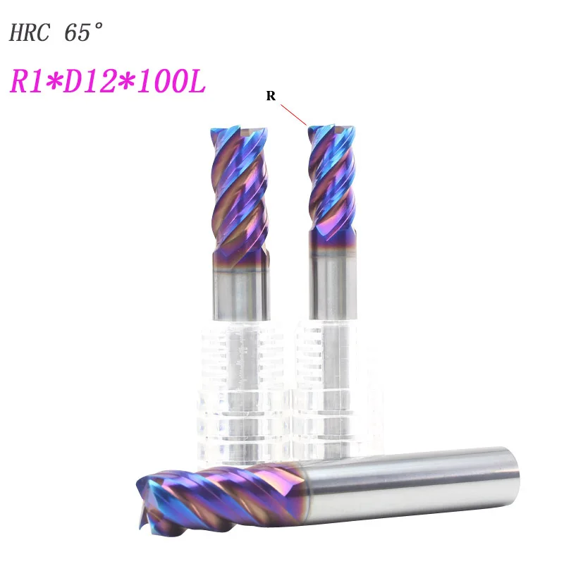 2pcs 12mm hrc65 12R1 R0.5*D12*100L solide Carbide tungsten 4 Flutes Corner Radius End mill CNC Spiral Router bits Milling Tools 2pcs 12mm hrc65 12R1 R0.5*D12*100L solide Carbide tungsten 4 Flutes Corner Radius End mill CNC Spiral Router bits Milling Tools