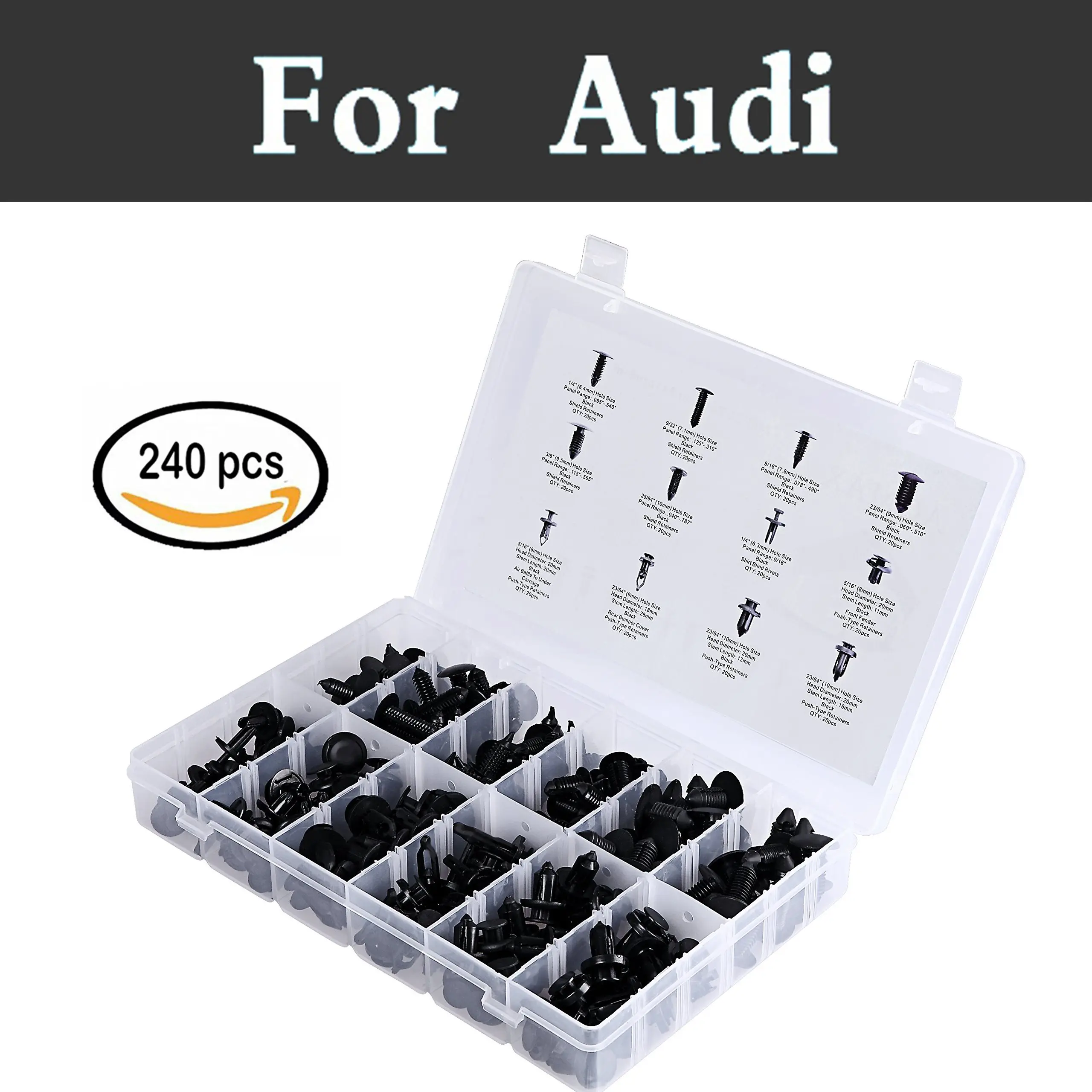 12 Most Popular Sizes 240pcs Car Push Rivets Set Trim Assortment Set