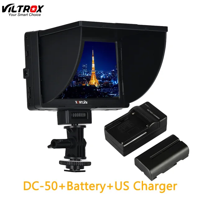 Viltrox DC-50 портативный 5 ''клип на ЖК HDMI HD видео камера монитор и батарея и зарядное устройство для Canon Nikon sony DSLR BMPCC - Цвет: Package A