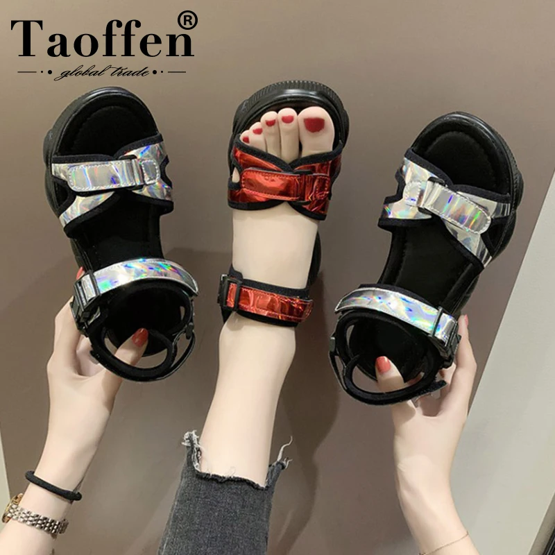 

Taoffen New Fashion Women Fashion Sandals High Heel Summer Shoes Women Daily Casual Shoes Street Wedges Footwear Size 35-39