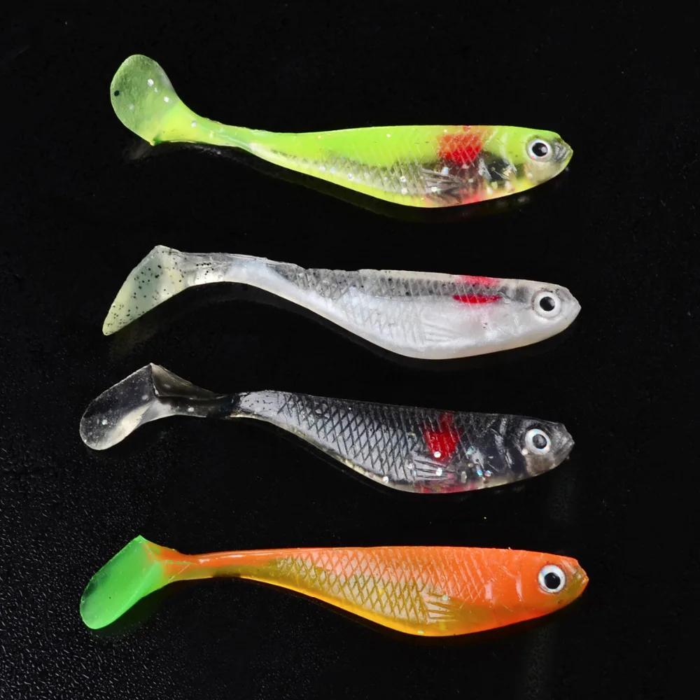 Fishing Bait 20pc/lot fishing tackle soft bait 4 colors fishing lure Soft lures 0.156oz-4.44g/9.1cm-3.6" Fishing bait