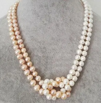 

51" NATURAL 9-10MM AKOYA WHITE NATURAL BAROQUE PEARL NECKLACE YELLOW BALL @