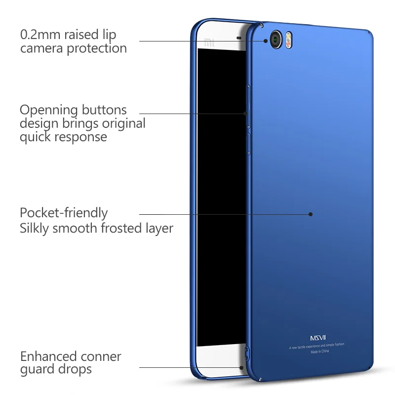 Чехол для xiaomi mi 5 5s роскошный тонкий чехол Msvii Xiomi mi5 mi5s pro prime задняя крышка ПК чехлы