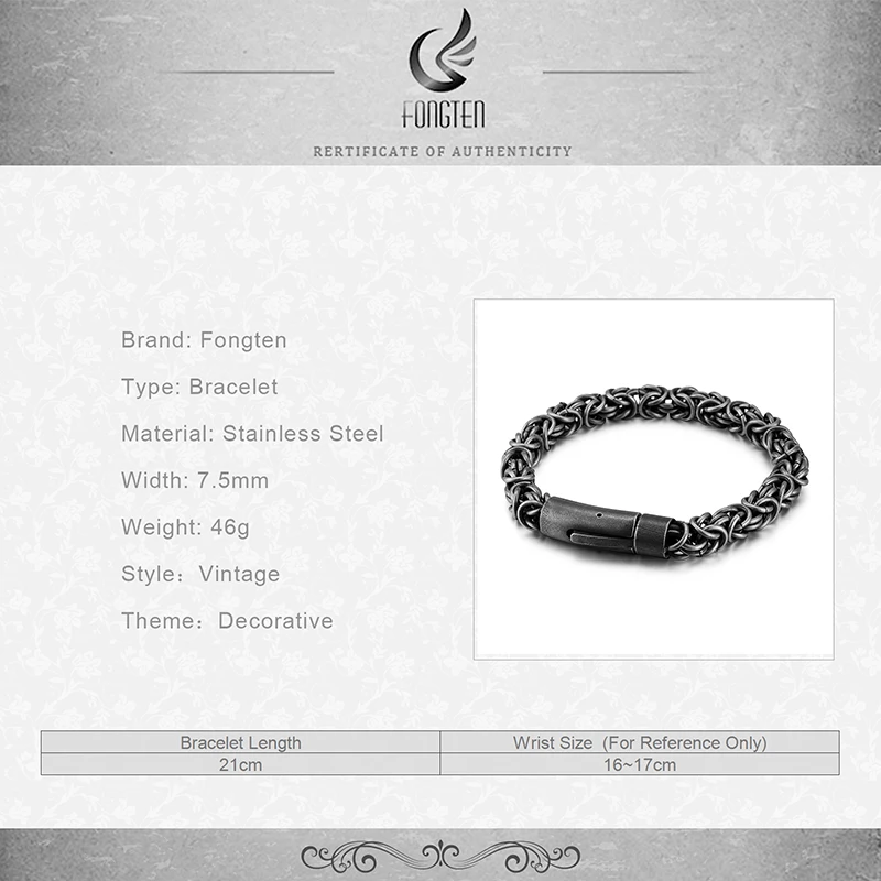 Fongten Серебряная цепочка браслет из нержавеющей стали браслет Выпускной подарок для мужчин модные ювелирные изделия