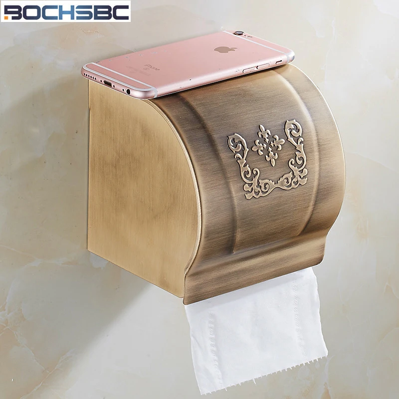 

BOCHSBC European Toilder Paper Box Aluminum Alloy Gold Bathroom Accessories Waterproof Paper Holder Box