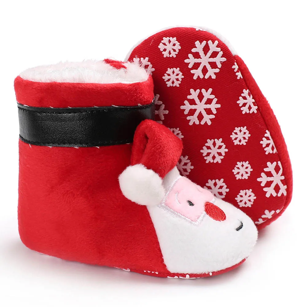 

Christmas Santa Claus Shoes Toddler Baby Winter Crib Bedding Shoe Infant Girls Boys Cute First Walker Shoes Y30