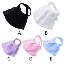 Женская летняя Солнцезащитная двухслойная маска для губ, вязаная крючком Цветочная кружевная однотонная Пыленепроницаемая тонкая одноразовые нетканые медицинские маски